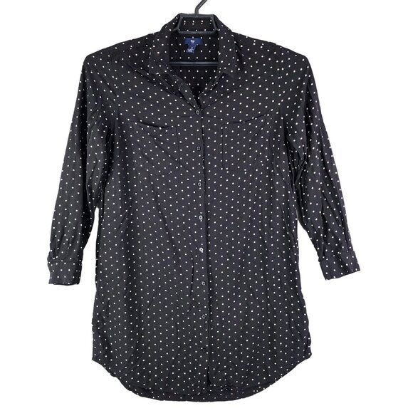 GAP Tops - Women's Gap Black & White Polka Dot Shirt Button Down Size L